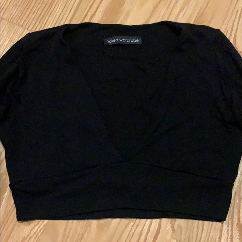 Naked wardrobe v neck long sleeve crop size L